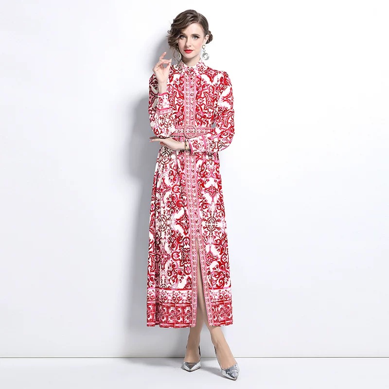 Peak elegance print dress ED183 images